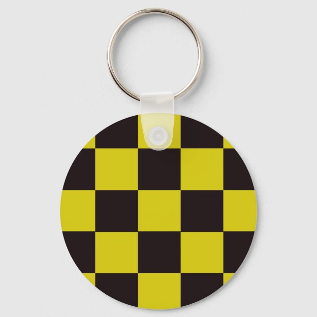 Yellow and Black Chequerboard Keychain (Front)