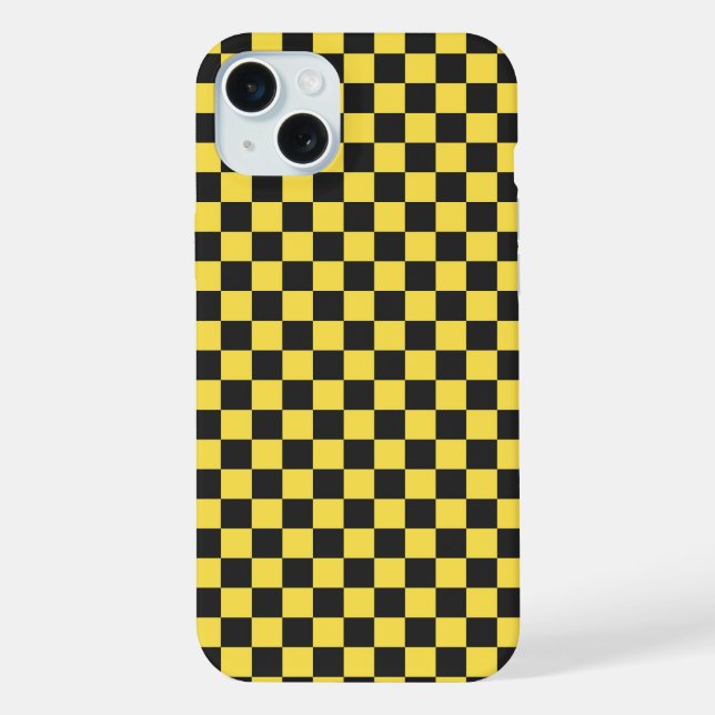 Yellow and black chequerboard pattern iPhone case (Back)
