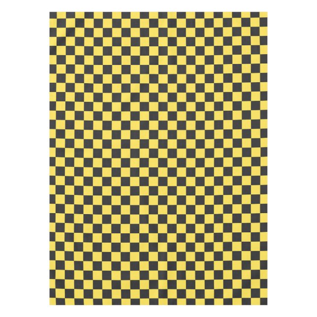 Yellow and black chequerboard pattern tablecloth (Front)