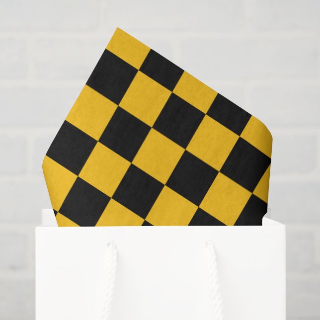 Yellow and Black Chequered Print Tissue Paper (Gift Bag)