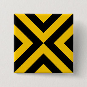 Yellow and Black Chevrons 2 Inch Square Button