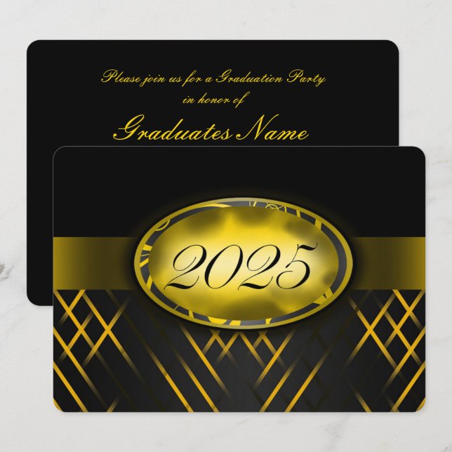 Yellow and Black Class of 2025 Party Invitation (Front/Back)