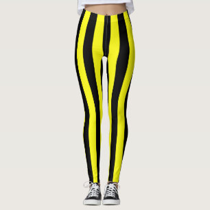 Yellow and Black Colored striped pattern Leggings