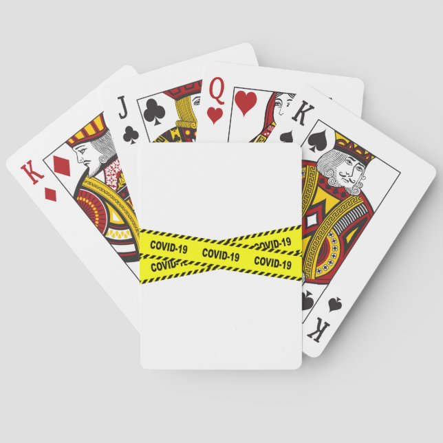 Yellow And Black Covid 19 Danger Ribbon Playing Cards (Back)