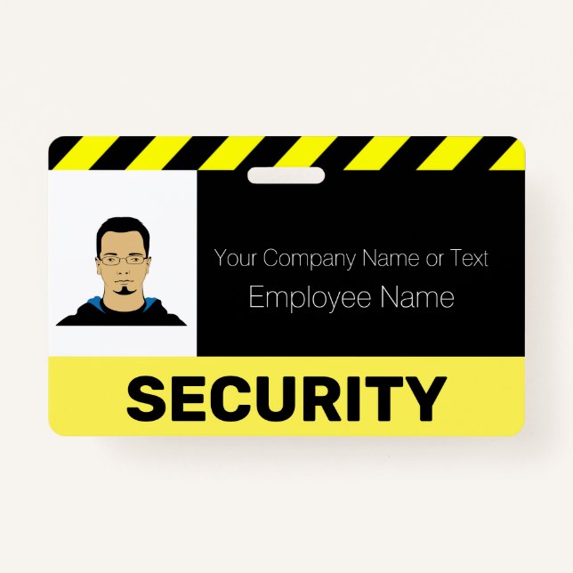 Yellow and Black Custom Photo Security Guard ID Badge (Front)
