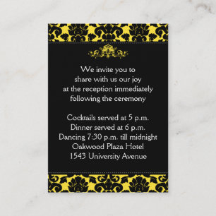 Yellow and Black Damask on Linen Enclosure Card