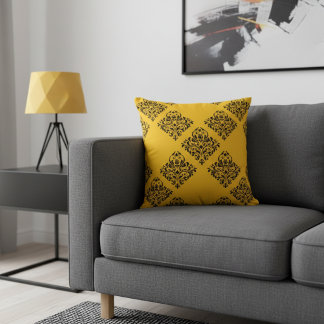 Yellow and Black Decorative Sofa Pillow