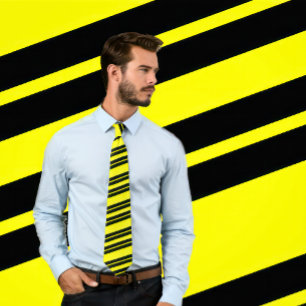 Yellow and Black Diagonal Striped Tie