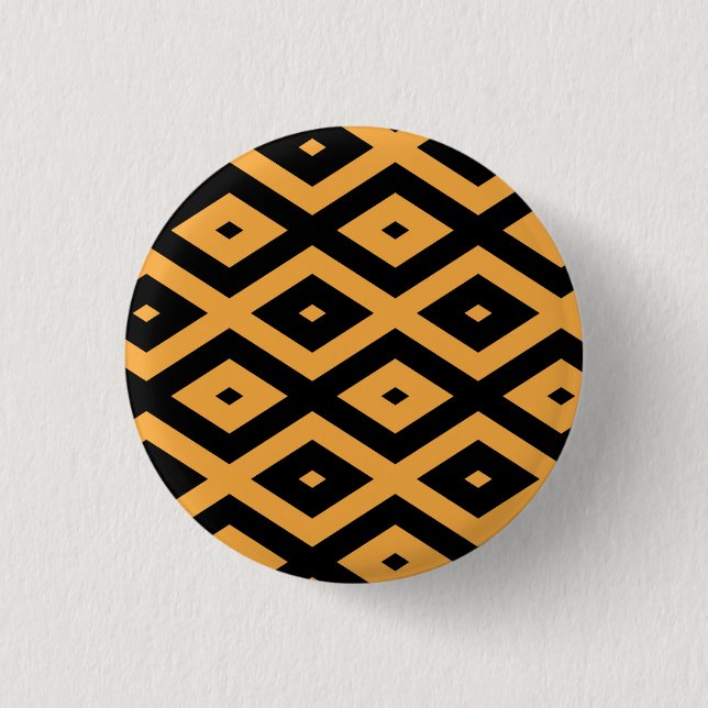 Yellow and black diamond pattern 1 inch round button (Front)