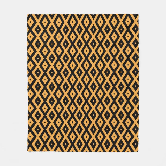 Yellow and black diamond pattern fleece blanket (Front)