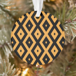 Yellow and black diamond pattern ornament