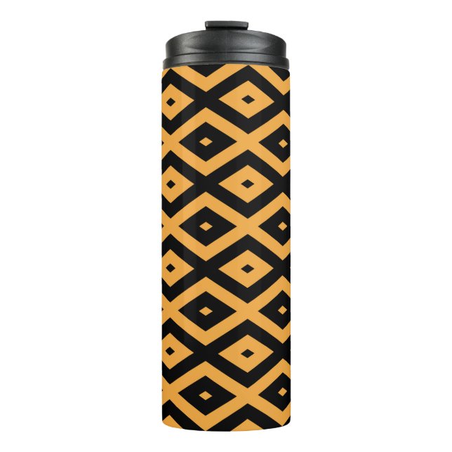 Yellow and black diamond pattern thermal tumbler (Front)