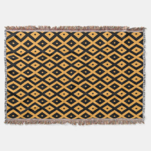 Yellow and black diamond pattern throw blanket