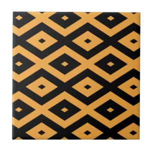 Yellow and black diamond pattern tile