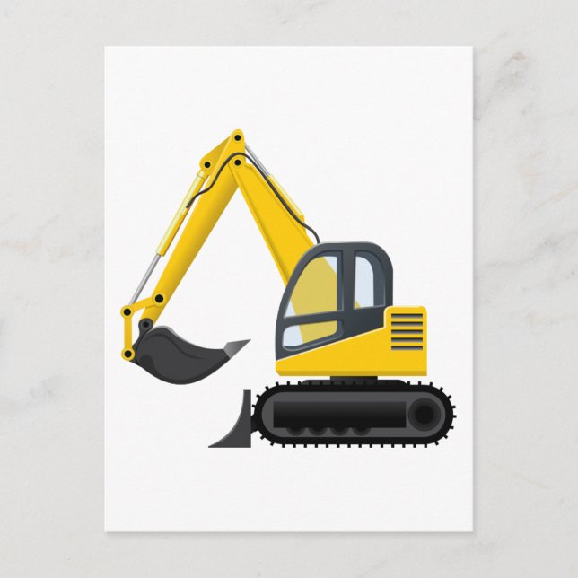 Yellow and Black Excavator Construction Machine Postcard (Front)