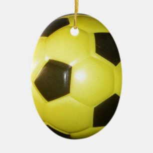 Yellow and black Football. Ceramic Ornament