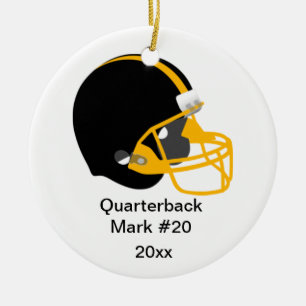 Yellow and Black Football Ornament