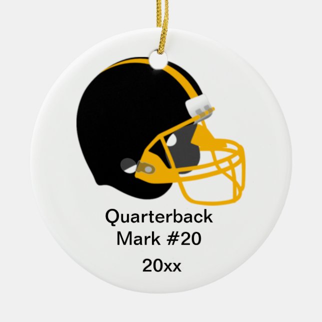 Yellow and Black Football Ornament (Front)