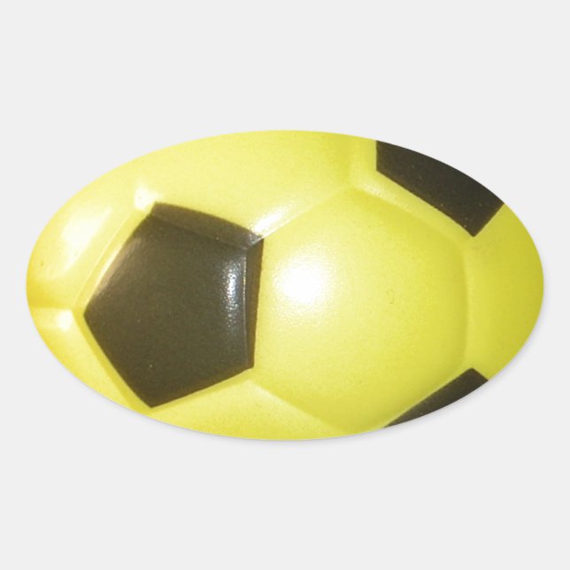Yellow and black Football. Oval Sticker (Front)
