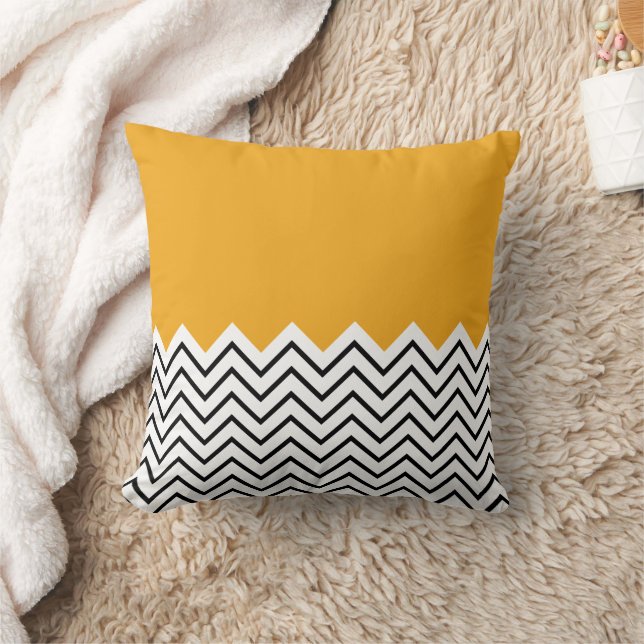Yellow and Black Geometric stripes Throw Pillow (Blanket)