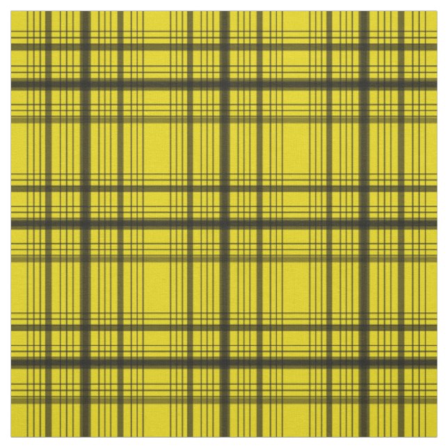 Yellow and  Black Graphic Windowpane Plaid Check Fabric (Swatch)