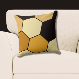 Yellow and Black Hexagon Pattern Throw Pillow
