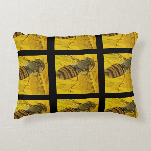 Yellow And Black Insect Accent Pillow (Front)
