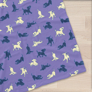 Yellow and Black Lab Puppies on Purple Background  Fleece Blanket