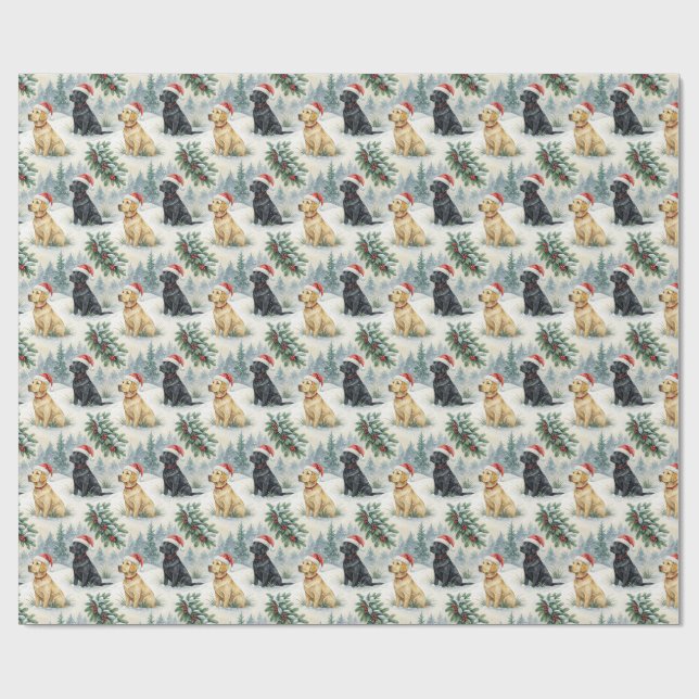 Yellow and Black Labrador Christmas Wrapping Paper (Flat)