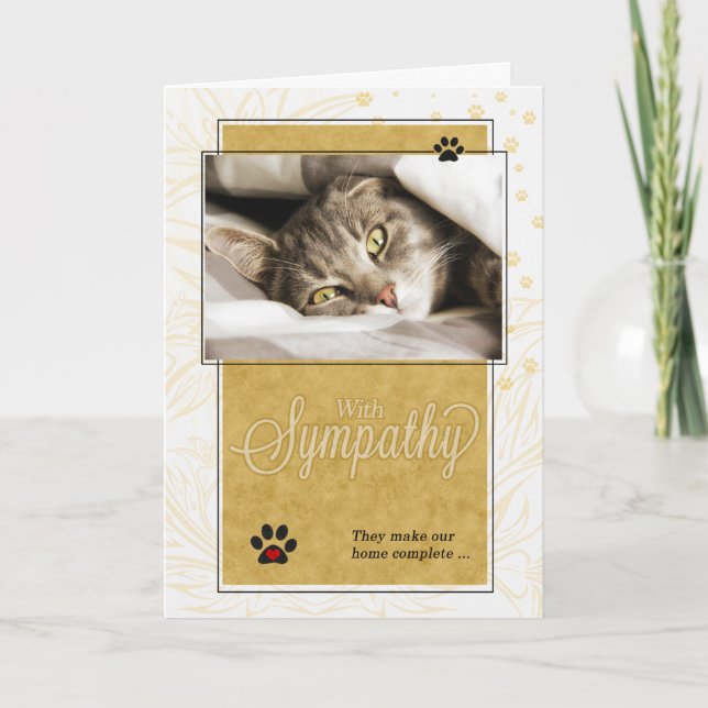 Yellow and Black Loss of Cat Pet Sympathy Card (Front)