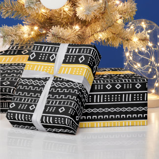 Yellow And Black Modern Mud Cloth Wrapping Paper