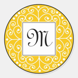 Yellow And Black Monogram Sticker