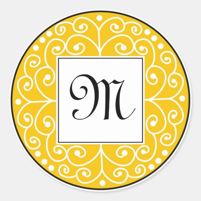 Yellow And Black Monogram Sticker (Front)