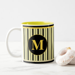Yellow and Black Monogrammed Two-Tone coffee mug