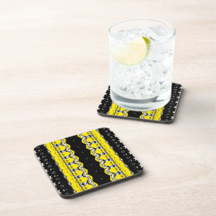 Yellow and Black Pattern Coaster