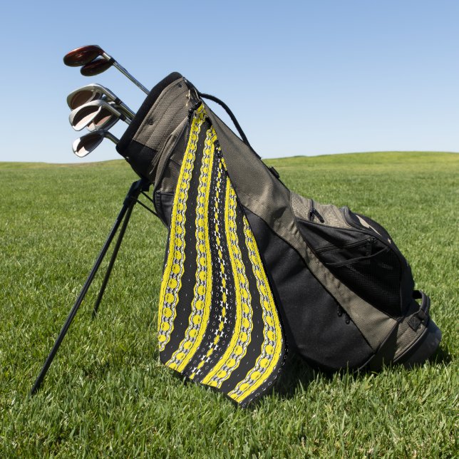 Yellow and Black Pattern Golf Towel (Green)
