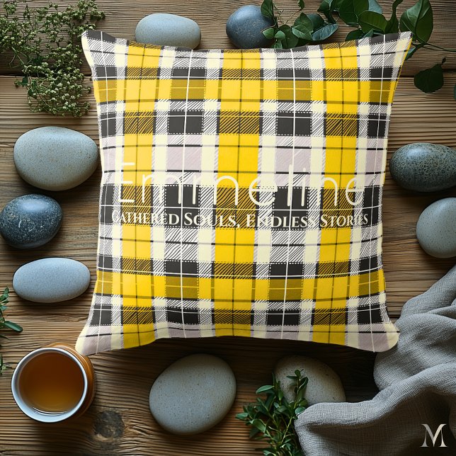 Yellow and Black Plaid | Custom Rustic Cozy Home  Throw Pillow (Creator Uploaded)