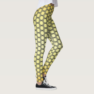 Yellow and Black Polka Dots Pattern Leggings