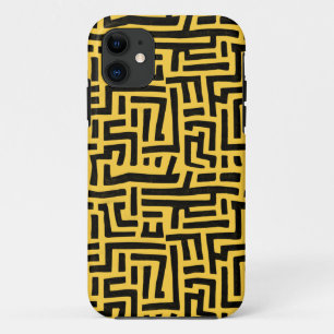 Yellow And Black Pop Art Maze Pattern iPhone 11 Case