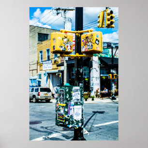 YELLOW AND BLACK POST FILLED WITH FLYERS POSTER