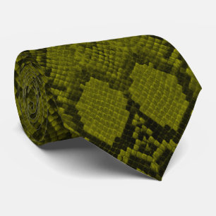 Yellow and Black Python Snake Skin Reptile Scales Tie