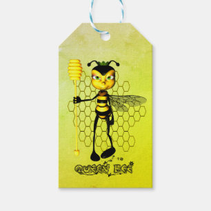 Yellow and black Queen Bee with honeycomb Gift Tags