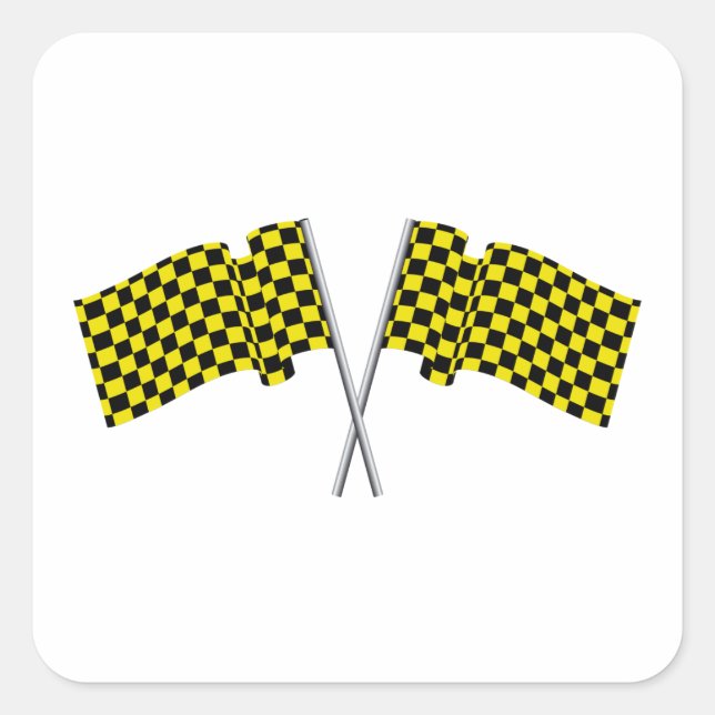 Yellow And Black Racing Flags Square Sticker (Front)
