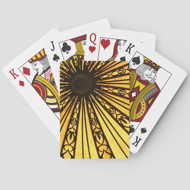 Yellow and Black Radial Classic Playing Cards (Back)