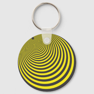 Yellow and black sphere illusion keychain