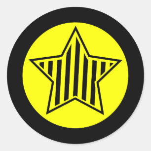 Yellow and Black Star Round Sticker