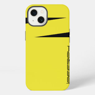 Yellow and Black Stripe, Minimalist, Name, iPhone 13 Case
