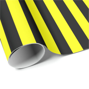 Yellow and Black Stripe Wrapping Paper