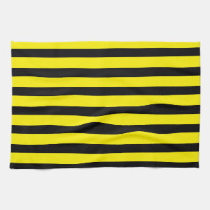 Yellow and black striped kitchen towel