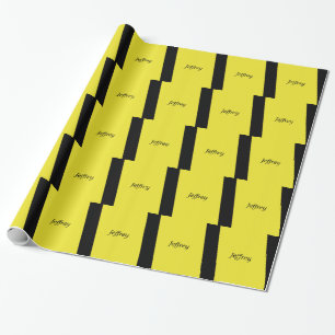 Yellow and Black Striped Wrapping Paper Customize